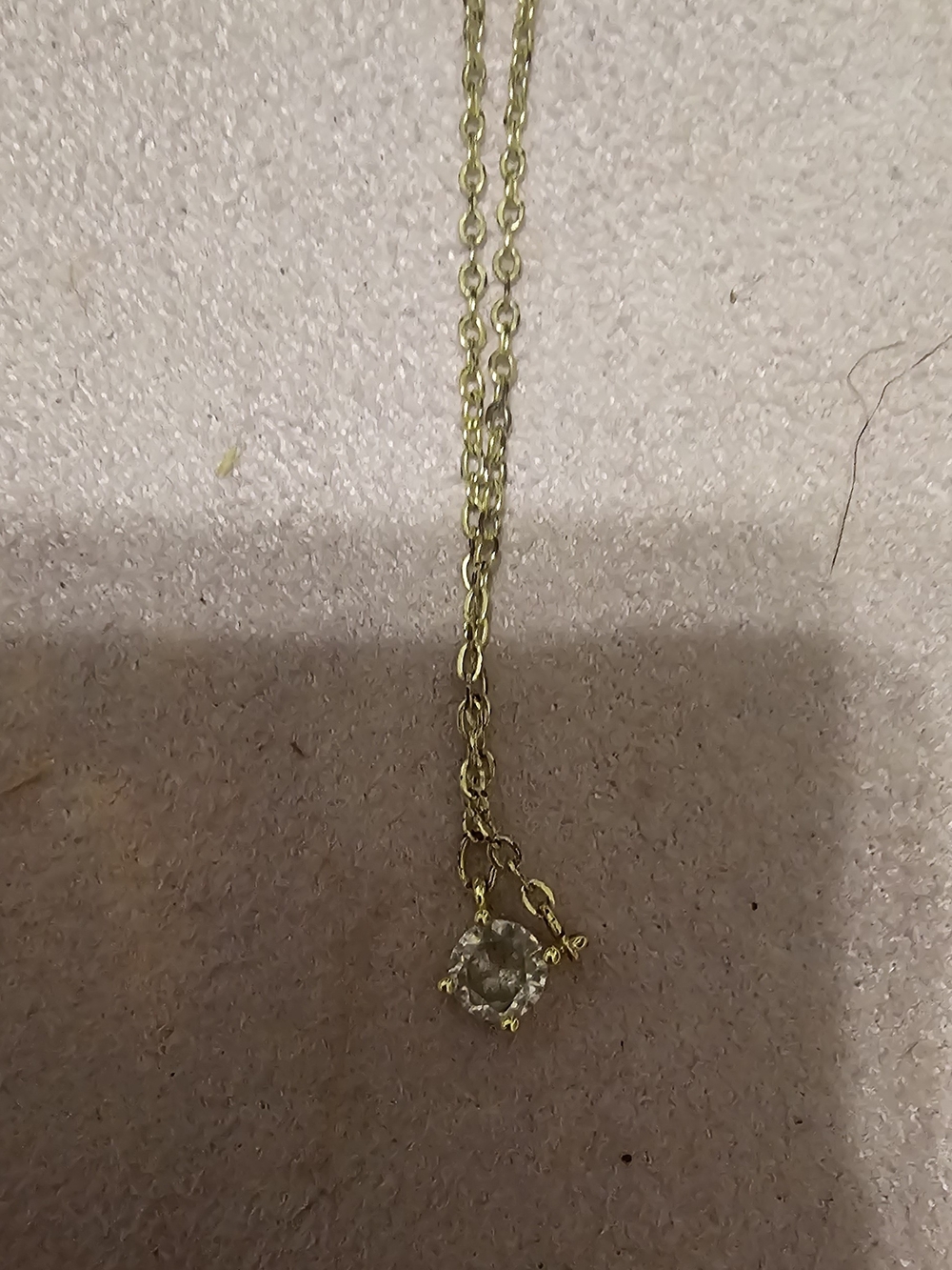 Gold Plated Solitaire Pendant Necklace with Crystal Stone